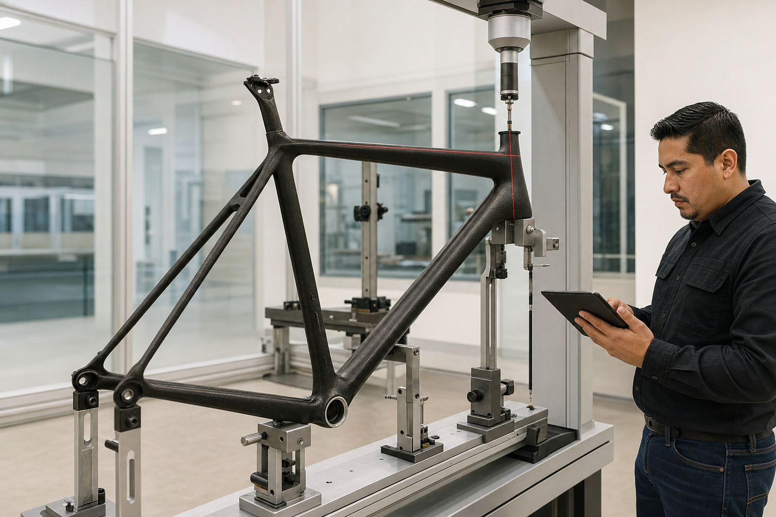 Cuadro de carbono medido en un sistema de control dimensional