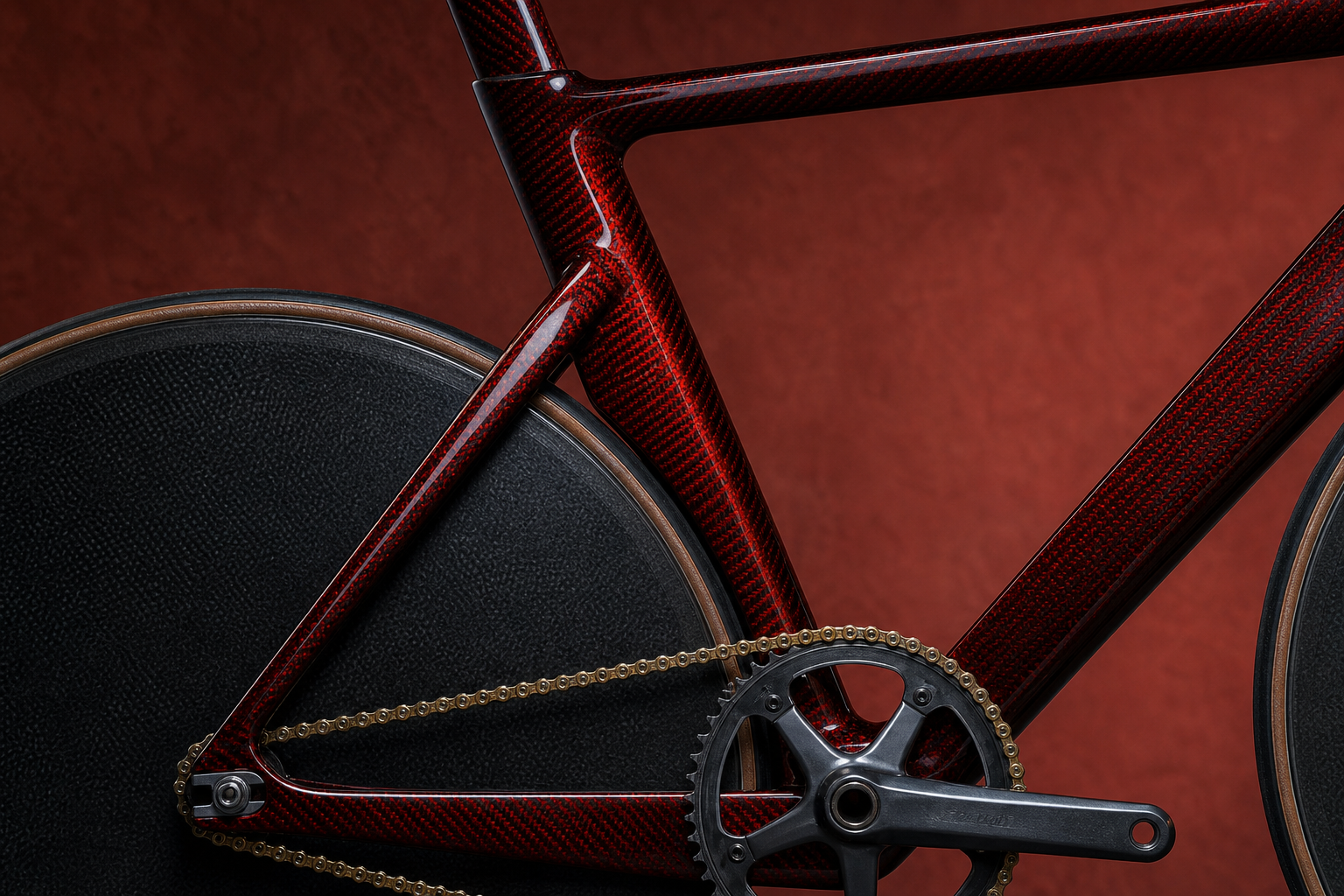 Detalle de la laca roja sobre carbono y transmisión de UMBRAL 03